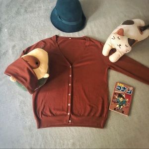 MUJI V-Neck brick-red cardigan